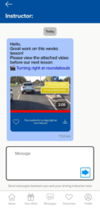 Driving Test Success ADI Hub messaging inbox view