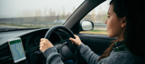 Women getting over fear of driving and looking happy driving in car